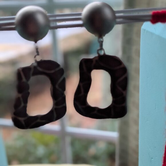 Copper Wire Dangle Earrings - Vintage Geometric Drop Earrings - Picture 3 of 5